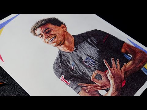 Drawing LAMINE YAMAL (FC Barcelona) Ballpoint Pen | DeMoose Art