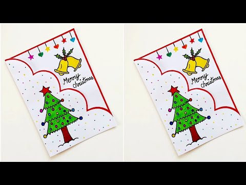 Cute 😍 easy white paper christmas card idea • DIY Merry Christmas Greeting card making 2024