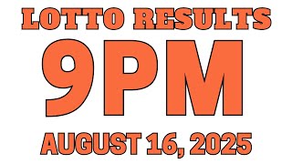9PM PCSO Lotto Results Today  for August 16, 2025  Lotto Games
