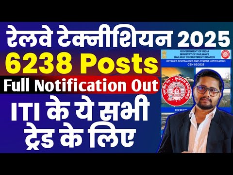 RRB Technician Recruitment 2025 Full Notification Out | ITI Electrician, Fitter, EM etc Vacancy 2025