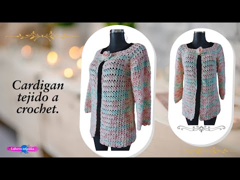 Cardigan tejido a crochet #crochet #crochet #fácil