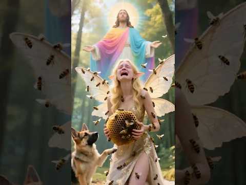 Beautiful fairy was attacked by bees, and the puppy and Jesus saved her#cute #jesus #shorts #ai