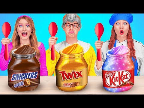 ¡FIESTA DE CHOCOLATE! Extraño Fondue y 100 Capas de Dulces | Comida Real por 123 GO! Challenge