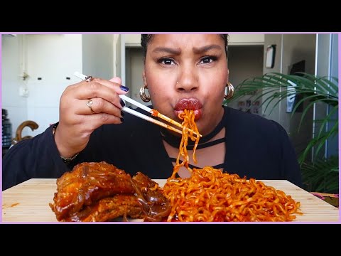 RIBS,  KIMCHI FIRE NOODLES MUKBANG┃chitchat