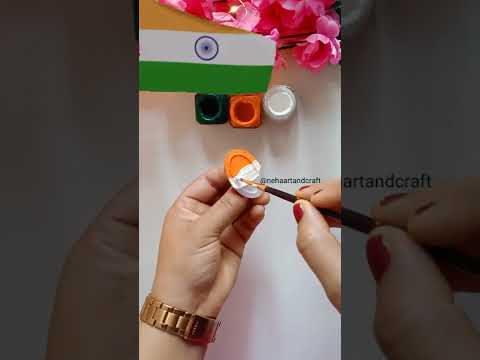 Indian flag painting on saree pin | Happy independence day 🇮🇳 • #shorts #nehaartandcraft