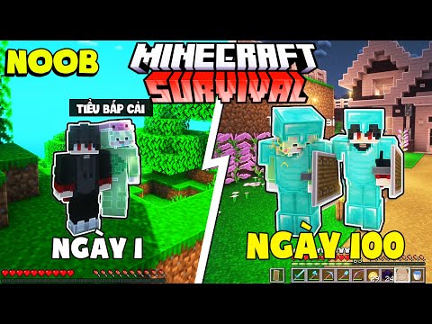 KiraMC Tóm Tắt 100 Ngày Minecraft Sinh Tồn Cùng Noob Siêu Báo !!