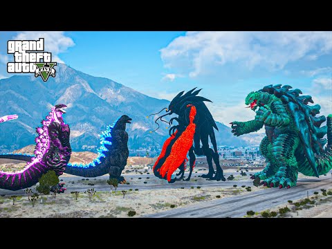 Heisei Godzilla & Shin Godzilla vs Muto Prime & Gamera | GTA 5 Mods Ultimate Kaiju Battle