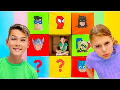 📦🔮 Cinco niños y una caja mágica con superhéroes | Divertidas aventuras de Vania Mania y familia