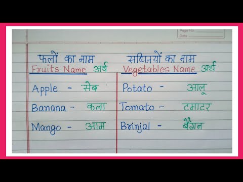 20 फलों के नाम | 20 सब्जियों के नाम | 20 Fruits name in English and Hindi | 20 Vegetables name