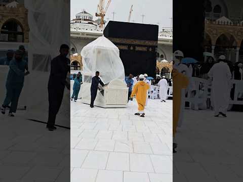 ماشاء اللہ مسجد الحرام میں جمعہ کے خطبہ کے لیے مسجد الحرام کے خادمین ممبر لیکر آریے ہیں۔