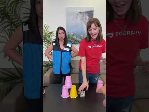 Colleagues compete in the cup stack challenge for a tip! #shorts