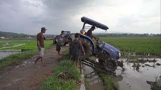 Harus antri! Traktor sawah roda 4 masuk lahan dengan bergantian | Traktor roda 4 ISEKI