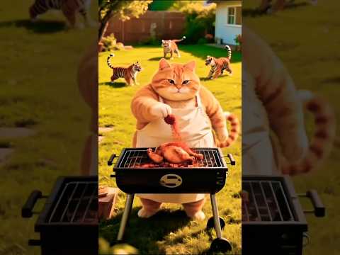How dare the orange cat steal the tiger's child? #funny #ai #catlovers #shorts #viralvideo