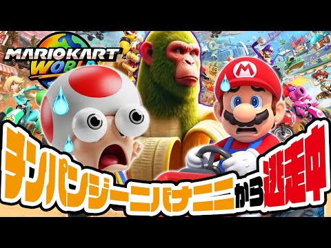 チンパンジーニバナニニから逃走中のマリオカートワールド（アナケナとダーくん）