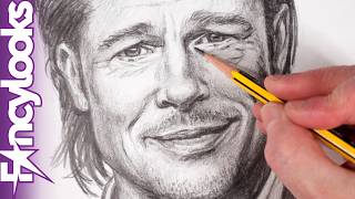 Esquema fácil para dibujar retratos: Brad Pitt
