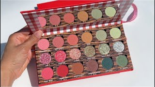 Simply Posh Cosmetics Strawberry Picnic Eyeshadow Palette Swatches 🍓🧺🌿✨