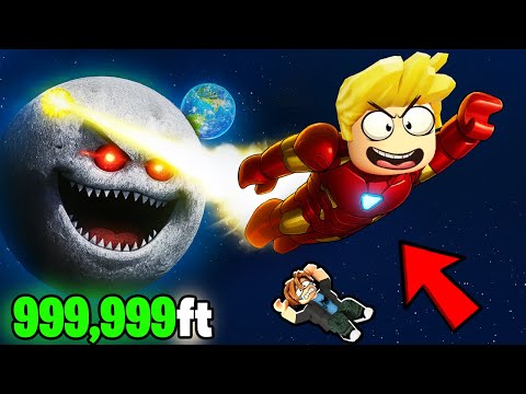 ROBLOX CHOP FLIES FROM THE MOON  TO THE SPACE USING SUPER SUIT