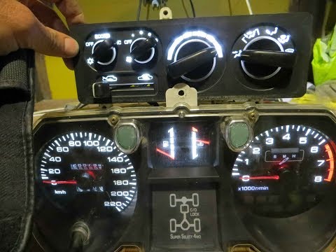 Mitsubishi Pajero 2 пересвет панели приборов и блока климата. LED подсветка