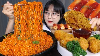 위험한 만남🔥파기름+불닭볶음면 먹방 ft. 후라이드치킨 & 소떡소떡 Spicy Buldak Noodles with Crispy Fried Chicken Mukbang ASMR
