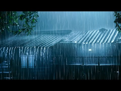 Heavy Rainstorm on Tin Roof & Powerful Thunder ⛈️Night Rain Thunderstorm Ambience for Deep Sleeping