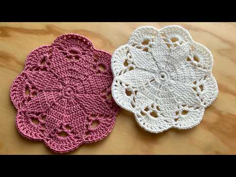 TUTORIAL 🌟 Tapete Posavasos con Motivo de Flor / Carpeta a crochet ❤️