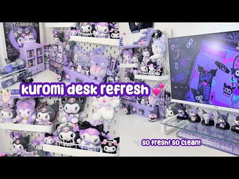 deep cleaning my kuromi desk ✨ surprise kawaii box unboxing 🤫💕 @KawaiiboxCo