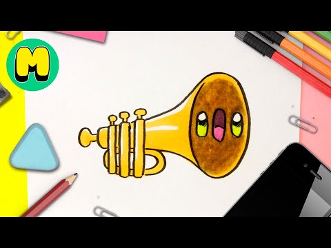 ¡Aprende a dibujar una trompeta kawaii paso a paso!