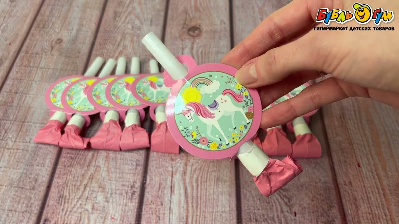 Набор дудочек-язычков Единорог 10шт - видео