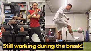 Hugo Ekitike works hard in an individual training session during the winter break