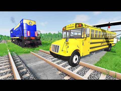 Truck Rescue Bus Cars - Cars vs Double Rails - BeamNG.Drive