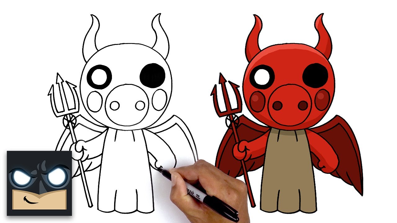 How To Draw Devil Piggy - Roblox