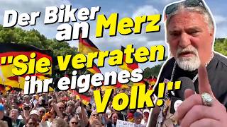 "Sie verraten ihr eigenes Volk!" 😱 Der Biker Interview Merz & Regierung Demo Projekt M1llion Berlin