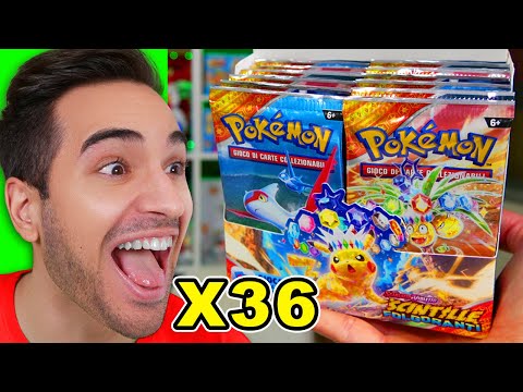 APRO IL BOX DI SCINTILLE FOLGORANTI DA 36 BUSTINE DI CARTE POKEMON