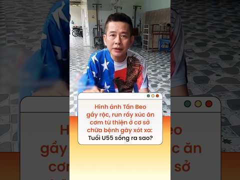 Hình ảnh Tấn Beo gầy rộc, run rẩy xúc ăn cơm từ thiện ở cơ sở chữa bệnh gây xót xa