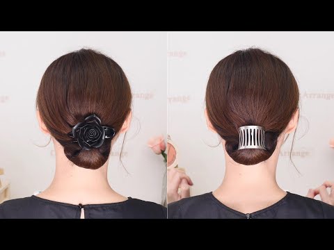 【ミデアムヘア ロングヘア向け】簡単 ヘアネットを使用したシンプルなまとめ髪