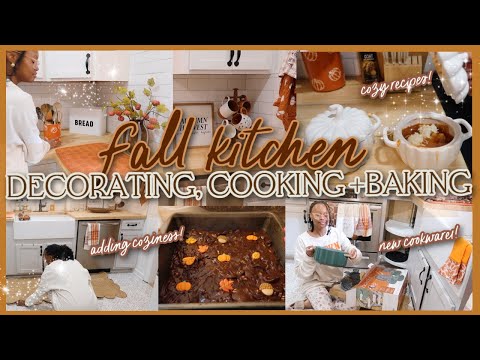 FALL KITCHEN DECORATE, COOK & BAKE WITH ME 🥧🍂|Cozy Fall Decor Ideas, Fall Recipes + Meal Prep *asmr*