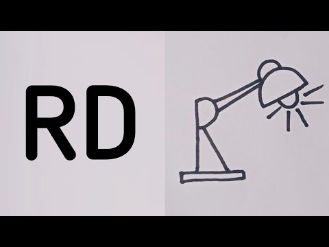 How to draw a Table Lamp drawing / Table Lamp drawing from letter RD