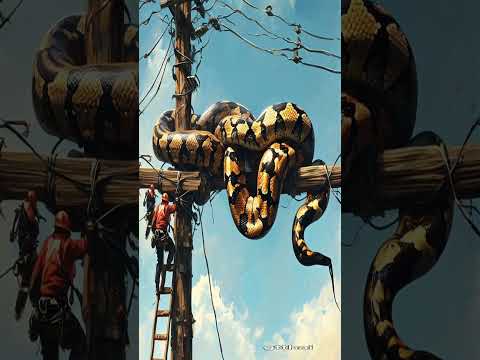 Trăn khủng leo cột điện