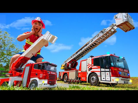 Histórias de caminhão de bombeiros com brinquedos para crianças