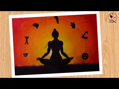 Yoga day drawing / International yoga day drawing / Yoga day poster drawing easy