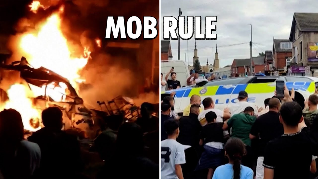 Shock footage shows riot erupting in Leeds as mobs attack police after ‘kids taken into care’