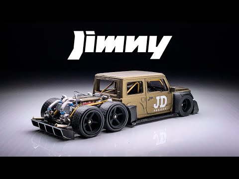 Suzuki Jimny 6 wheeler V8 twin turbo engine Tomica Custom
