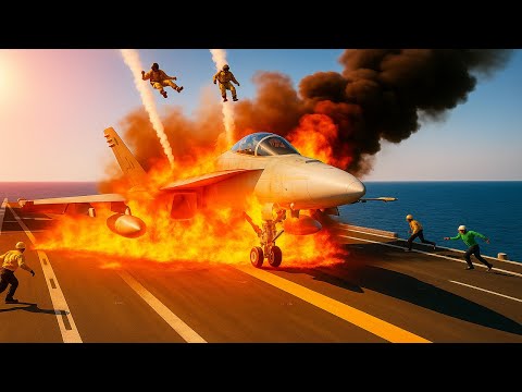 US F-18 EXPLODES on Carrier Deck โ What Went WRONG?
