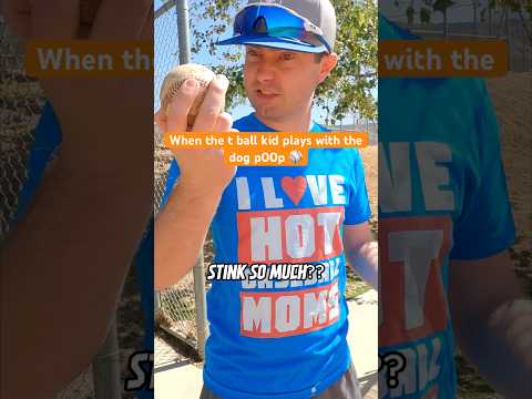 When the t ball kid plays with the dog p00p #baseballboy #baseballlife #comedy