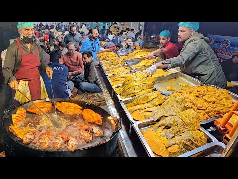 Karachi Fried Fish & Grilled Fish at Biggest Seafood Street LAHORI Spicy Masala FISH FRY Street Food
