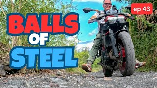 Rding a Sports bike up a Volcano