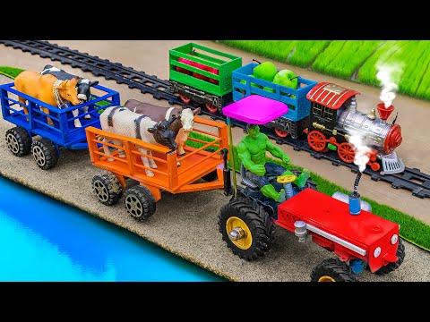 Diy tractor making mini Rail for Train | mini Tractor rescues Train with Broken Track