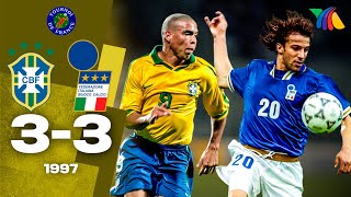 PARTIDAZO 🔥 Italia 3-3 Brasil 🏆 MUNDIALITO de Francia 1997 🎤 TV AZTECA