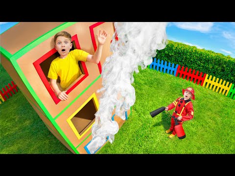24 Hours in GIANT Cardboard House + More Diana and Roma Challenges