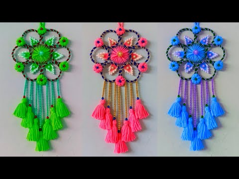 DIY Easy Woolen Flower Wall Hanging Craft Ideas | Easy Woolen Craft Wall Hanging for Home Decor